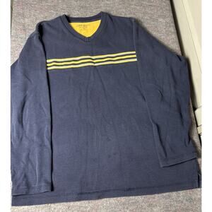 Vintage Y2K Cherokee Men’s XL Striped V Neck Shirt Navy Yellow Knit 90s skater